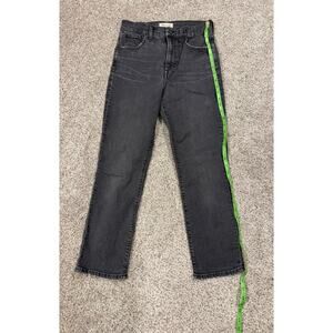 Womens Madewell Black Washed Vintage Crop Straight Leg Jeans sz 27